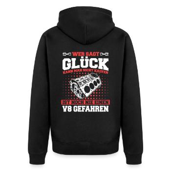 V8 Motor Acht Zylinder Hubraum Motor Tuning Tuner - Unisex Premium Bio Zip Hoodie - Schwarz - Hinten - Nico (187cm)