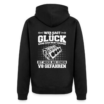 V8 Motor Acht Zylinder Hubraum Motor Tuning Tuner - Unisex Premium Bio Zip Hoodie - Schwarz - Hinten - Nico (187cm)