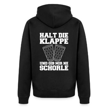 Pfalz Pfälzer Rheinland Pfalz Schorle - Unisex Premium Bio Zip Hoodie - Schwarz - Hinten - Nico (187cm)