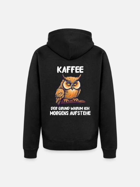 Nachteule Eule Eulen Vogel - Unisex Premium Bio Zip Hoodie - Schwarz