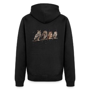 Night Owl Owl Owl Bird - Unisex Premium Organic Zip Hoodie - black - Back - Nico (187cm)