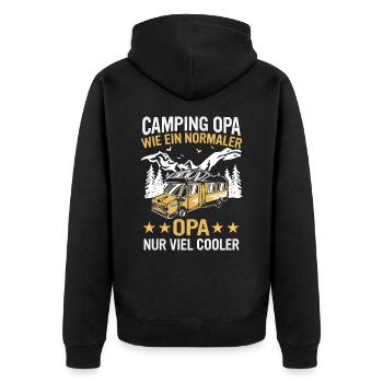 Camping Wohnwagen Camper - Unisex Premium Bio Zip Hoodie - Schwarz - Hinten - Nico (187cm)