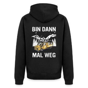 Camping Wohnwagen Camper - Unisex Premium Bio Zip Hoodie - Schwarz - Hinten - Nico (187cm)