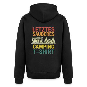 Camping Wohnwagen Camper - Unisex Premium Bio Zip Hoodie - Schwarz - Hinten - Nico (187cm)