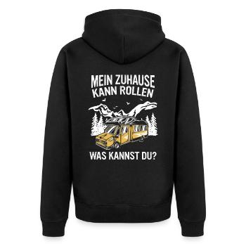 Camping Wohnwagen Camper - Unisex Premium Bio Zip Hoodie - Schwarz - Hinten - Nico (187cm)