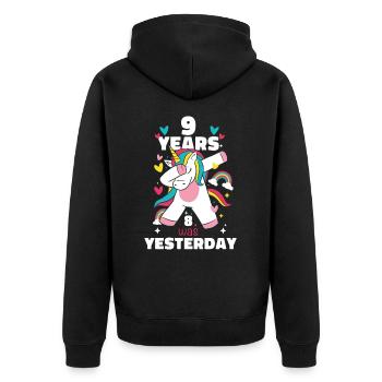Cadeau 9 ans anniversaire garçon ou fille - Veste à capuche bio Premium Unisexe - noir - Dos - Nico (187cm)