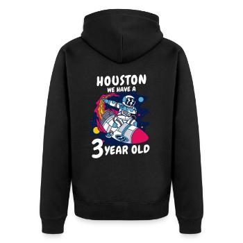 Cadeau 3 ans anniversaire garçon ou fille - Veste à capuche bio Premium Unisexe - noir - Dos - Nico (187cm)