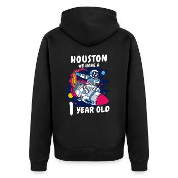 Gift 1 Year Birthday Child - Unisex Premium Organic Zip Hoodie - black - Back - Nico (187cm)