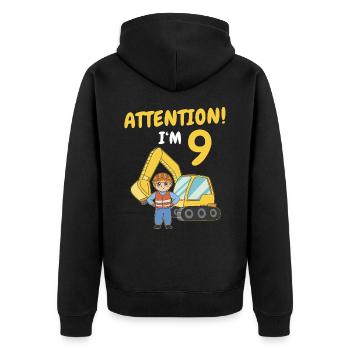 Cadeau 9 ans anniversaire garçon ou fille - Veste à capuche bio Premium Unisexe - noir - Dos - Nico (187cm)