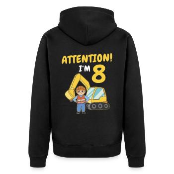 Cadeau 8 ans anniversaire garçon ou fille - Veste à capuche bio Premium Unisexe - noir - Dos - Nico (187cm)