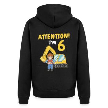 Cadeau 6 ans anniversaire garçon ou fille - Veste à capuche bio Premium Unisexe - noir - Dos - Nico (187cm)