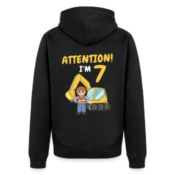 Cadeau 7 ans anniversaire garçon ou fille - Veste à capuche bio Premium Unisexe - noir - Dos - Nico (187cm)