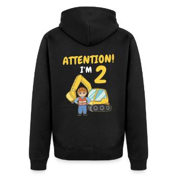 Cadeau 2 ans anniversaire garçon ou fille - Veste à capuche bio Premium Unisexe - noir - Dos - Nico (187cm)