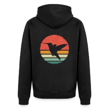 Kolibri Kolibris Vogel Hummingbird Tier - Unisex Premium Bio Zip Hoodie - Schwarz - Hinten - Nico (187cm)