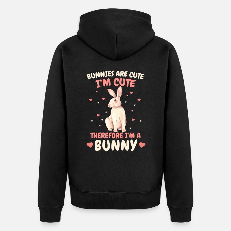Lapin Lapin Animal Lapin - Veste à capuche bio Premium Unisexe - noir