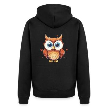 Night Owl Owl Owl Bird - Unisex Premium Organic Zip Hoodie - black - Back - Nico (187cm)