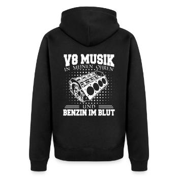 V8 Motor 8 Zylinder Hubraum Auto Tuning Tuner - Unisex Premium Bio Zip Hoodie - Schwarz - Hinten - Nico (187cm)
