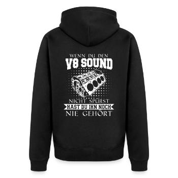 V8 Motor 8 Zylinder Hubraum Auto Tuning Tuner - Unisex Premium Bio Zip Hoodie - Schwarz - Hinten - Nico (187cm)