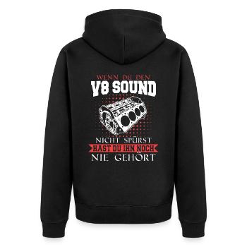 V8 Motor 8 Zylinder Hubraum Auto Tuning Tuner - Unisex Premium Bio Zip Hoodie - Schwarz - Hinten - Nico (187cm)