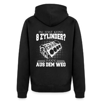 V8 Motor 8 Zylinder Hubraum Auto Tuning Tuner - Unisex Premium Bio Zip Hoodie - Schwarz - Hinten - Nico (187cm)
