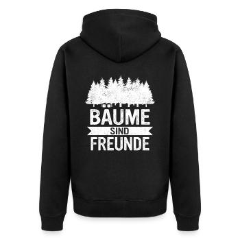 Baum Wald Bäume Natur Lustiger Spruch - Unisex Premium Bio Zip Hoodie - Schwarz - Hinten - Nico (187cm)