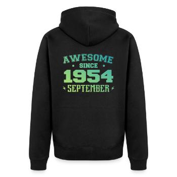 September 1954 Birthday Gift September 1954 - Unisex Premium Organic Zip Hoodie - black - Back - Nico (187cm)