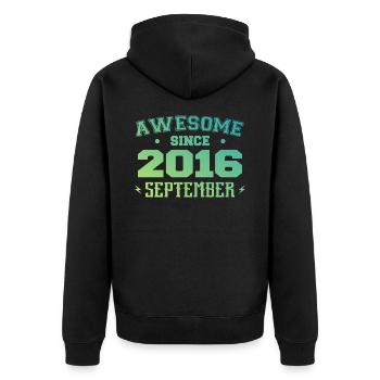 September 2016 Birthday Gift September 2016 - Unisex Premium Organic Zip Hoodie - black - Back - Nico (187cm)