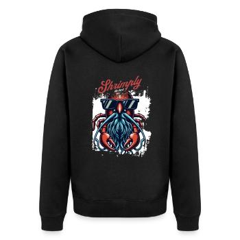 Crevettes, le meilleur jeu de mots - Veste à capuche bio Premium Unisexe - noir - Dos - Nico (187cm)