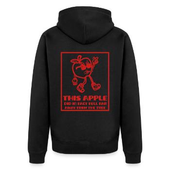 Der Apfel des Erfolgs - Unisex Premium Bio Zip Hoodie - Schwarz - Hinten - Nico (187cm)