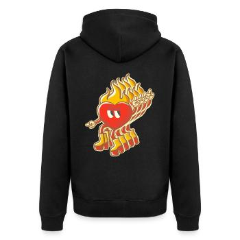 mascotte cœur enflammé rétro multidimensionnel - Veste à capuche bio Premium Unisexe - noir - Dos - Nico (187cm)