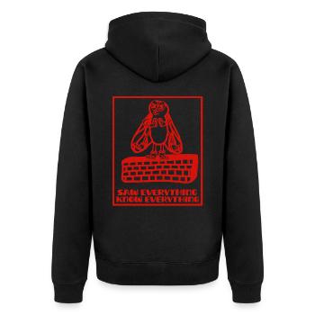 Know everything like a fly on a wall - Unisex Premium Organic Zip Hoodie - black - Back - Nico (187cm)