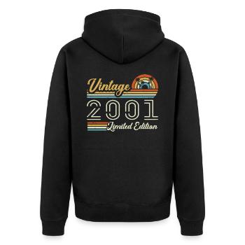 24-jähriges Jubiläum | Jahrgang 2001 Geschenk 2001 - Unisex Premium Bio Zip Hoodie - Schwarz - Hinten - Nico (187cm)