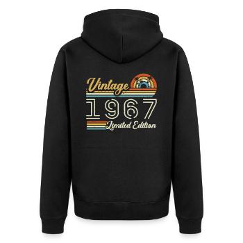 Anniversaire 58 Ans | Millésime 1967 Cadeau 1967 - Veste à capuche bio Premium Unisexe - noir - Dos - Nico (187cm)