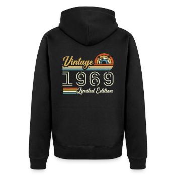 56 Year Anniversary | Vintage 1969 Gift 1969 - Unisex Premium Organic Zip Hoodie - black - Back - Nico (187cm)