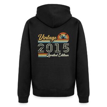 10 Year Anniversary | Vintage 2015 Gift 2015 - Unisex Premium Organic Zip Hoodie - black - Back - Nico (187cm)