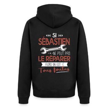 Si Sébastien ne peut pas le réparer on est foutus - Veste à capuche bio Premium Unisexe - noir - Dos - Nico (187cm)