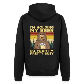 Lustiger Bär Bär Sarkasmus Neuheit T-Shirt - Unisex Premium Bio Zip Hoodie - Schwarz - Hinten - Nico (187cm)
