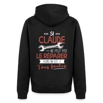 Si Claude ne peut pas le réparer on est foutus - Veste à capuche bio Premium Unisexe - noir - Dos - Nico (187cm)