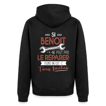 Si Benoit ne peut pas le réparer on est foutus - Veste à capuche bio Premium Unisexe - noir - Dos - Nico (187cm)