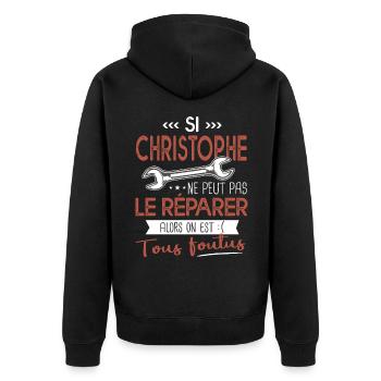Si Christophe ne peut pas le réparer on est foutus - Veste à capuche bio Premium Unisexe - noir - Dos - Nico (187cm)