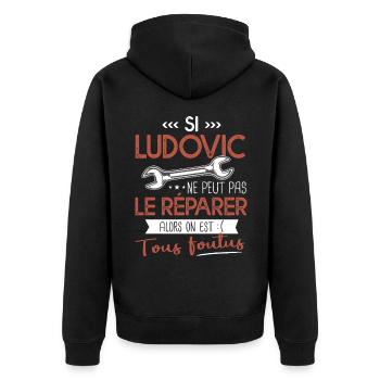 Si Ludovic ne peut pas le réparer on est foutus - Veste à capuche bio Premium Unisexe - noir - Dos - Nico (187cm)