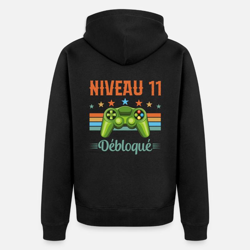 Niveau 11 Débloqué - Veste à capuche bio Premium Unisexe - noir