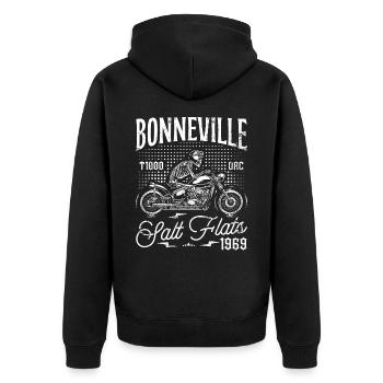 Bonneville Salt Flats Motorcycle Racing Vintage - Unisex Premium Organic Zip Hoodie - black - Back - Nico (187cm)