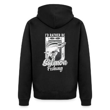 Ich wäre lieber Lachsfischer Fischerangeln Angeln - Unisex Premium Bio Zip Hoodie - Schwarz - Hinten - Nico (187cm)