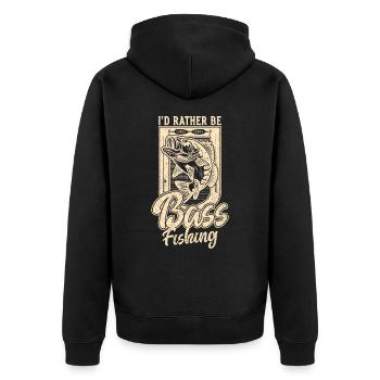 Ich wäre lieber Bass Fishing Funny Fisherman Angler - Unisex Premium Bio Zip Hoodie - Schwarz - Hinten - Nico (187cm)