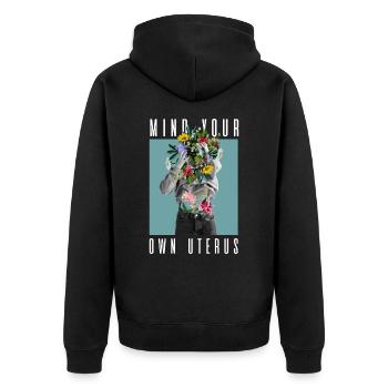 Attention à votre propre utérus Mon corps Mon choix Floral - Veste à capuche bio Premium Unisexe - noir - Dos - Nico (187cm)
