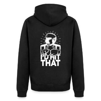 Ich würde diesen lustigen Box-Retro-Boxer treffen - Unisex Premium Bio Zip Hoodie - Schwarz - Hinten - Nico (187cm)