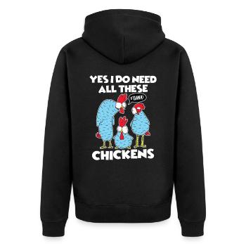 Oui, j’ai besoin de tous ces poulets drôle de fermier - Veste à capuche bio Premium Unisexe - noir - Dos - Nico (187cm)