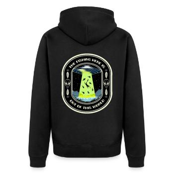 La pêche ici est hors de ce monde la pêche aux OVNIS - Veste à capuche bio Premium Unisexe - noir - Dos - Nico (187cm)
