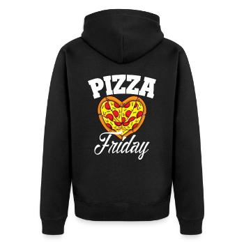 Lustige Pizza Freitag Pizza Party Food Lovers - Unisex Premium Bio Zip Hoodie - Schwarz - Hinten - Nico (187cm)